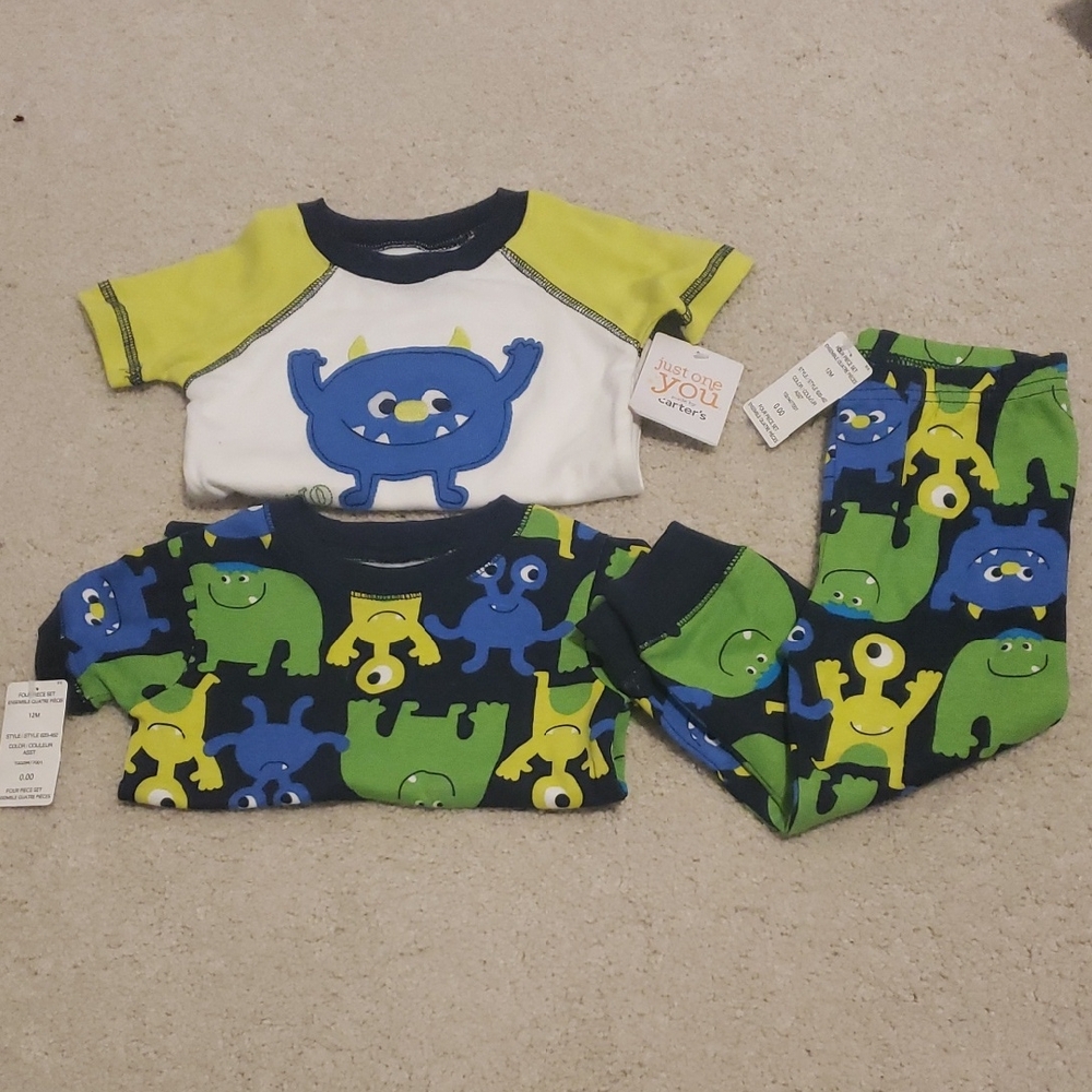 Monster Print 12 Month NWT Pjs